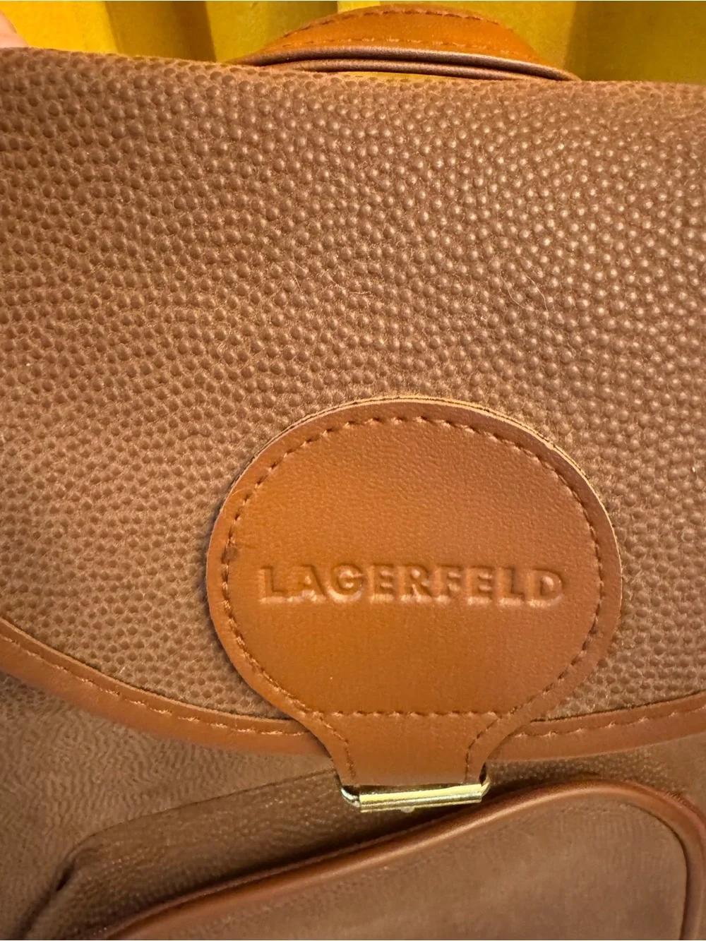 ⭐️ Lagerfeld vintage Brown Leather-Trim Backpack⭐️
